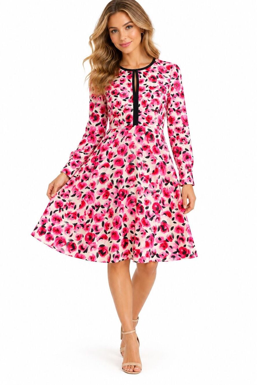 Kate Spade New York Mini Rose Floral Silk Fit & Flare Dress Women’s Size 4